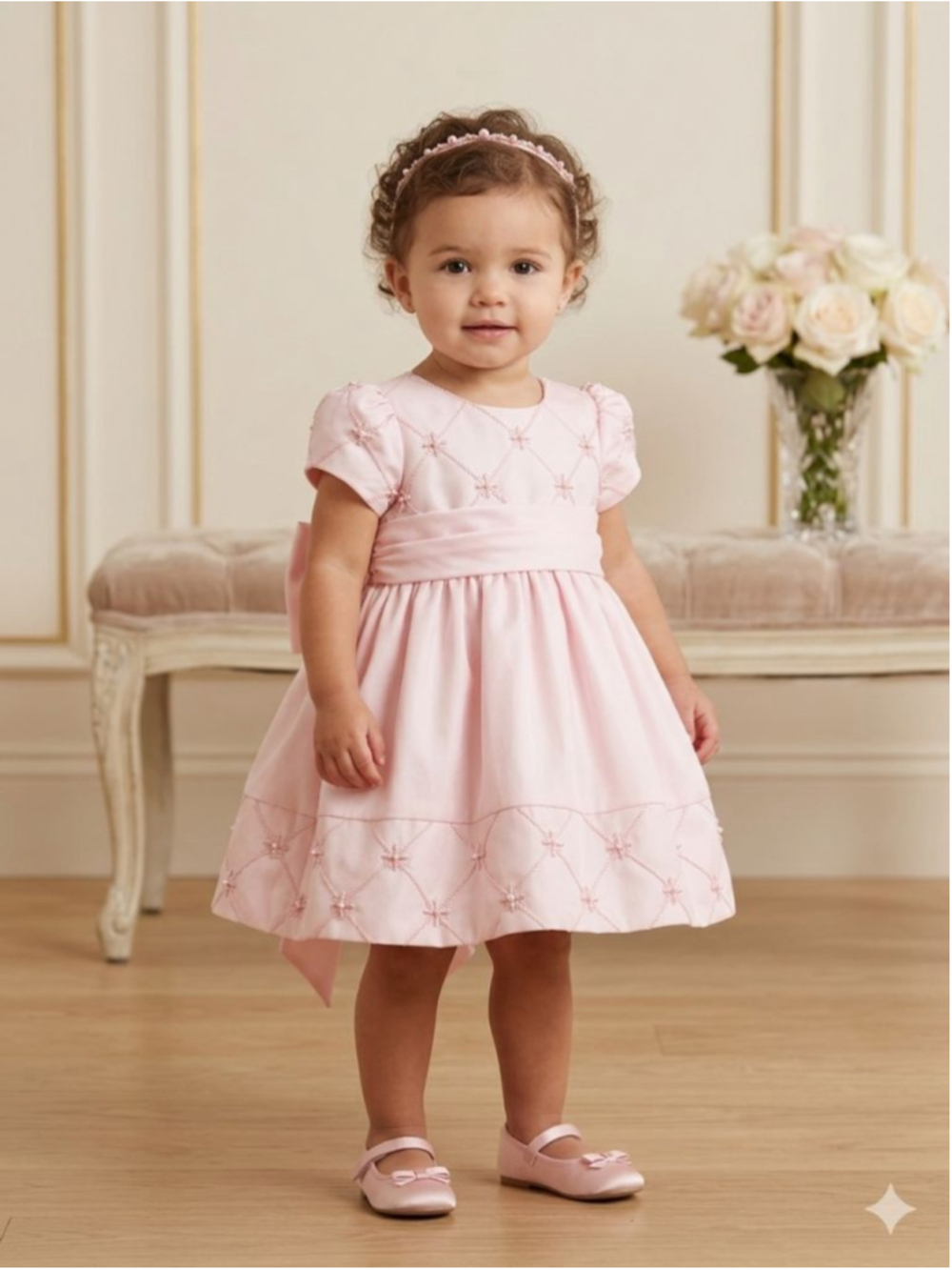 Cinderella Baby Girl Pink Party Dress 12M Embroidered Formal Special Occasion